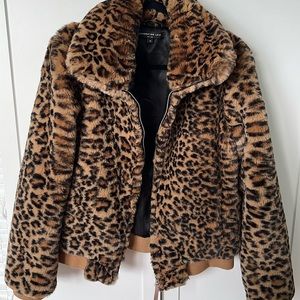Generation Love Leopard Faux Fur Jacket Coat Size M